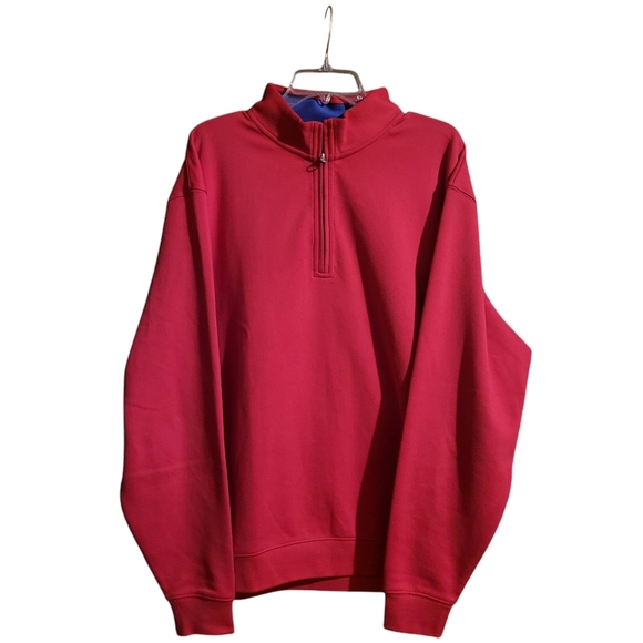 Alan Flusser Golf Performance Mens Quarter Zip Red Longsleeve Pullover Sz Large - Picture 1 of 4